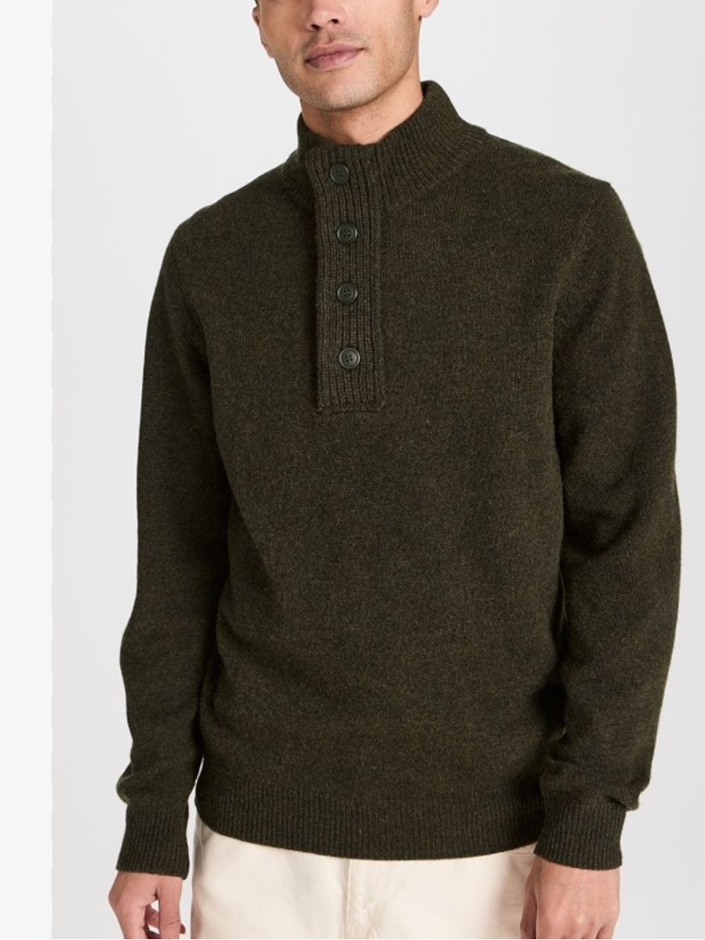 Italian Merino Wool Banana Republic Olive Green Turtleneck Button Sweater XL
